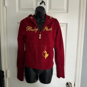 Vintage Y2K Baby Phat Women's Red Reversible Hoodie - size S